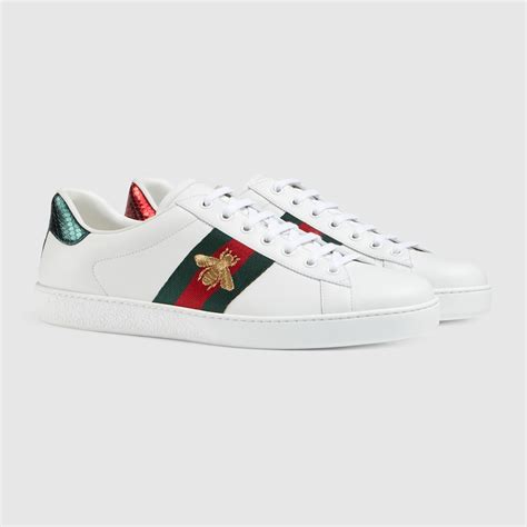 Men's Ace Sneaker White Leather With Bee 